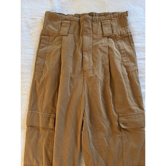 Stradivarius Tapered Leg Cargo Pants Tan Brown US Size XS Belt Loops - Picture 9 of 16
